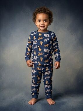 🎉 (2T) Rugged Bear Toddler Safari Animal 2PC Pajama Set